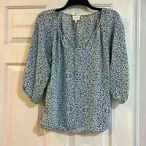 Laundry by Shelli Segal Women's Black Geometric Blouse Size S